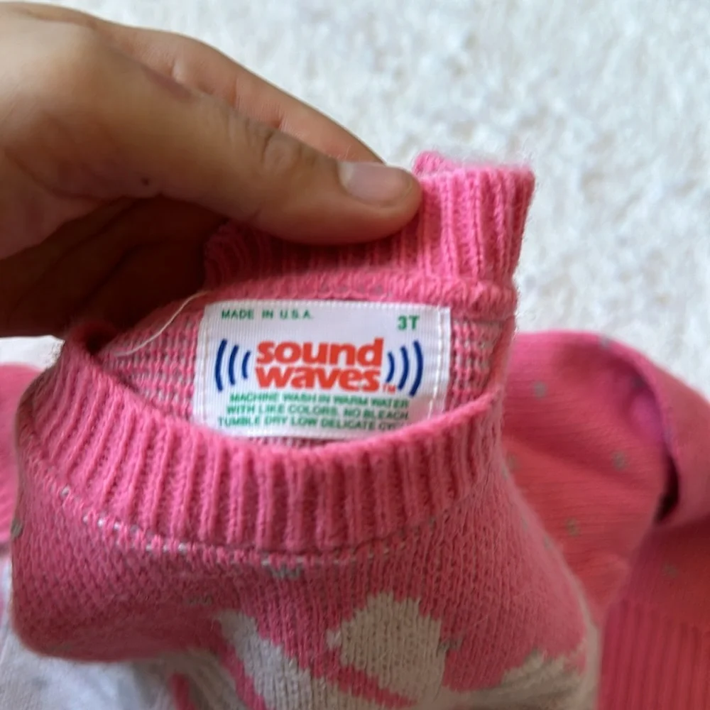 Vintage 90s pink knit bunny sweater - Picture 6 of 8